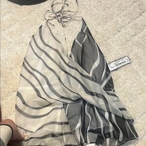 Striped Black and White Halter Top